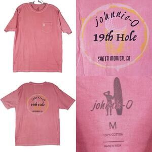 Johnnie-O Pocket T-Shirt Short Sleeve Pink Red Men’s Size Medium M Crewneck Tee